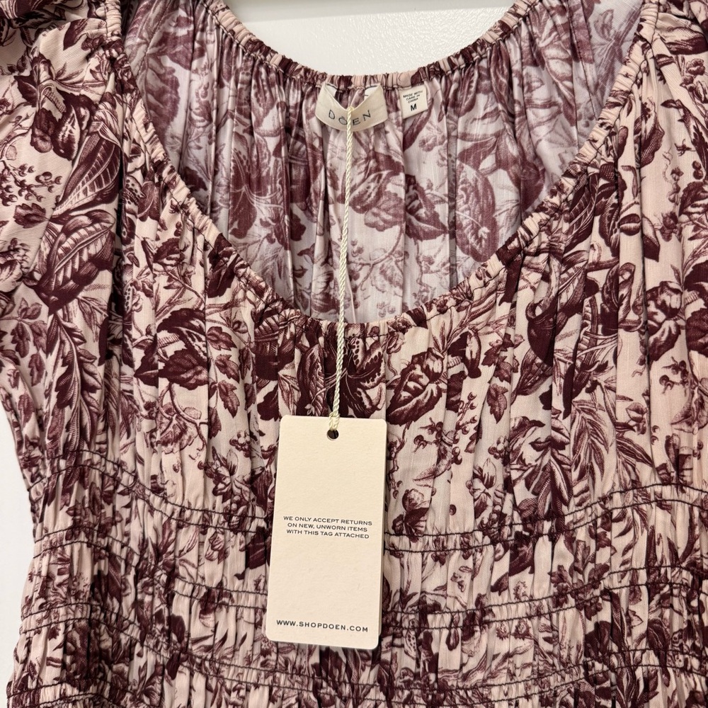 NWT Doen Women’s Quinley Dress in Toile Botanique Size M Linen Blend Midi - Picture 5 of 5